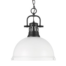 Golden 3602-L BLK-WHT - Yep by Golden Lighting Duncan 1-light 14in Chain Hung Pendant in Matte Black and Matte White shade